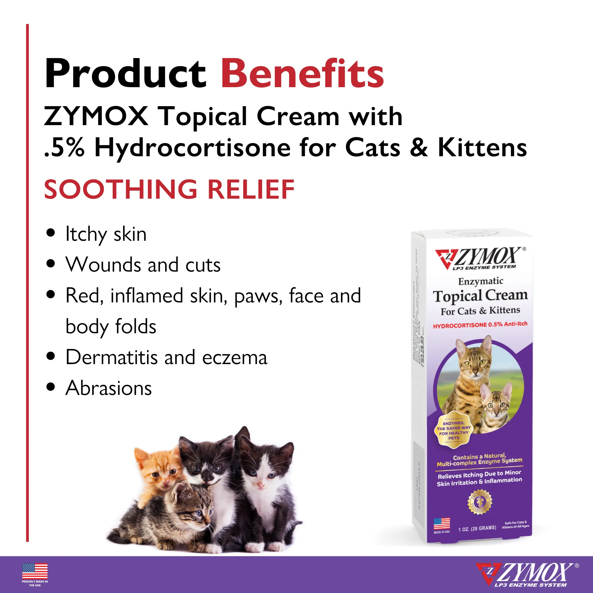ZYMOX® Enzymatic Topical Cream with .5% Hydrocortisone for Cats & Kittens