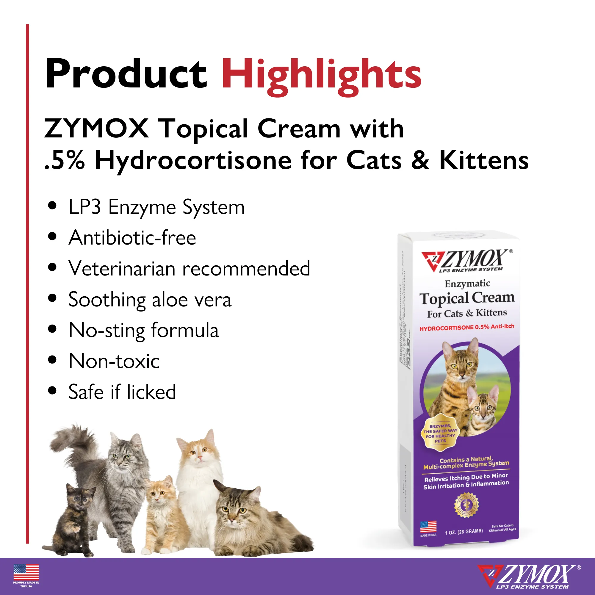 ZYMOX® Enzymatic Topical Cream with 0.5% Hydrocortisone for Cats & Kittens