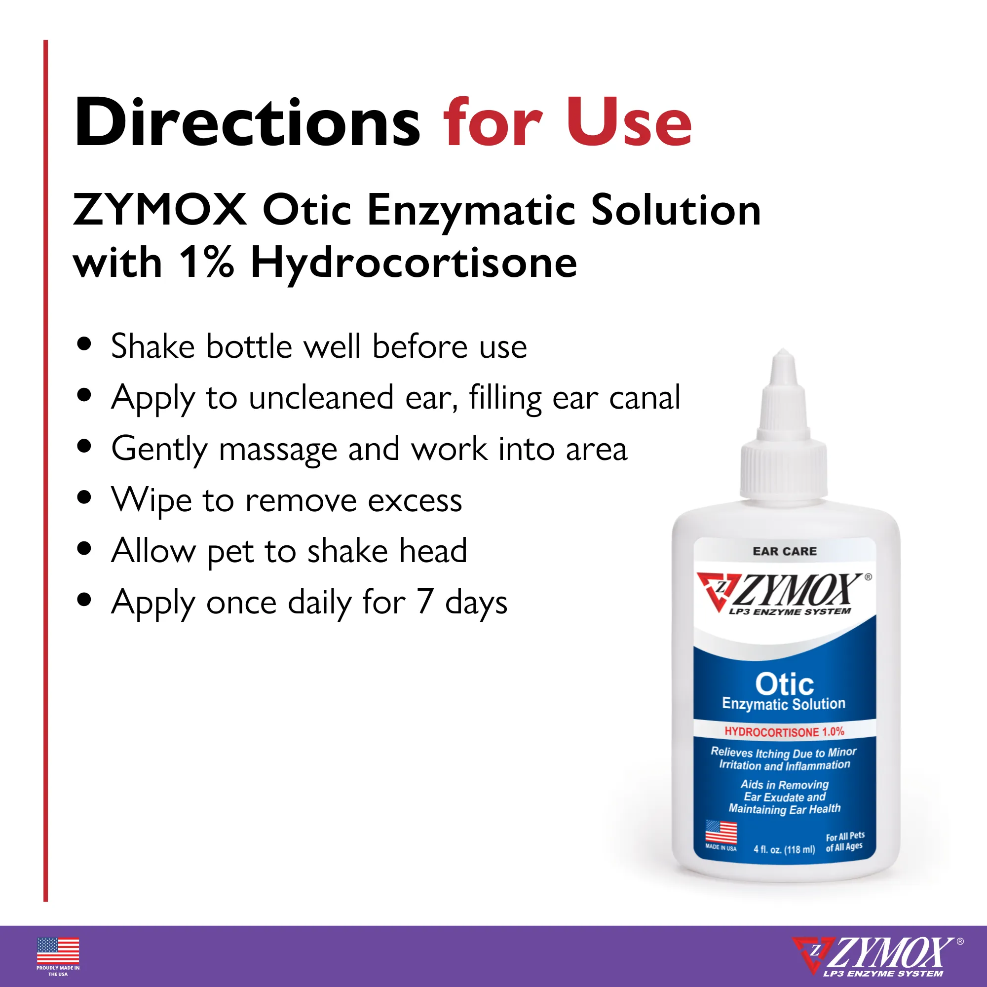 ZYMOX Otic Enzymatic Solution With 1% Hydrocortisone, Authentic Product Made in the USA - 4 oz