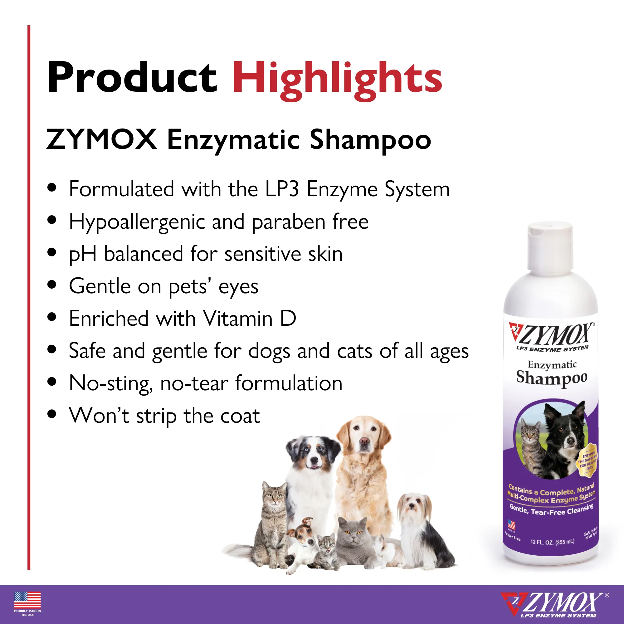 ZYMOX® Enzymatic Shampoo, Authentic Product Made in the USA - 12 oz