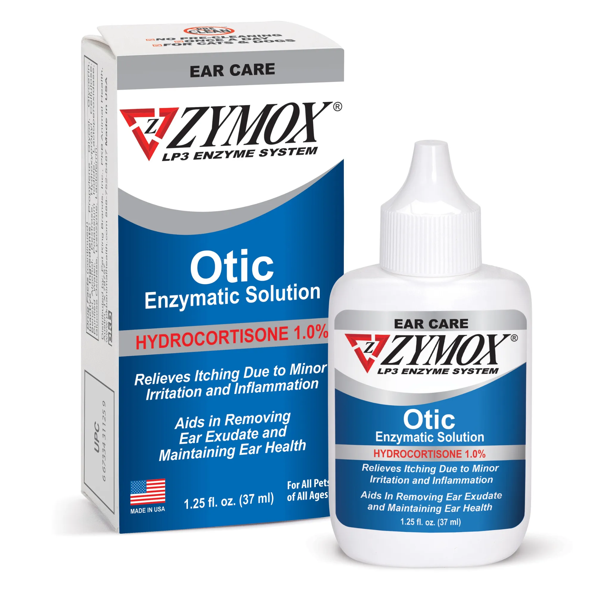 ZYMOX Otic Enzymatic Solution With 1% Hydrocortisone, Authentic Product Made in the USA - 1.25 oz