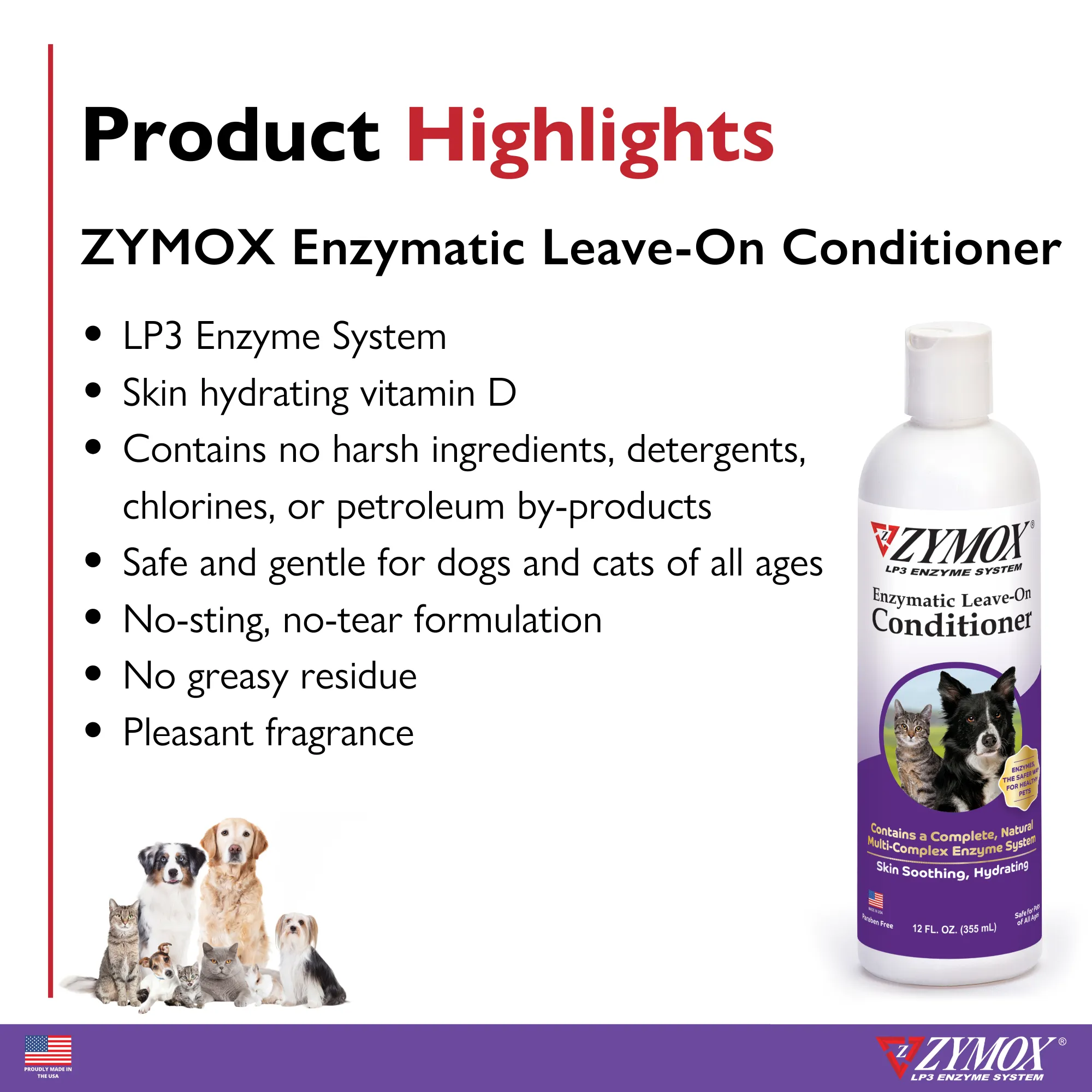 ZYMOX Leave-On Conditioner, Authentic Product Made in the USA - 12 oz