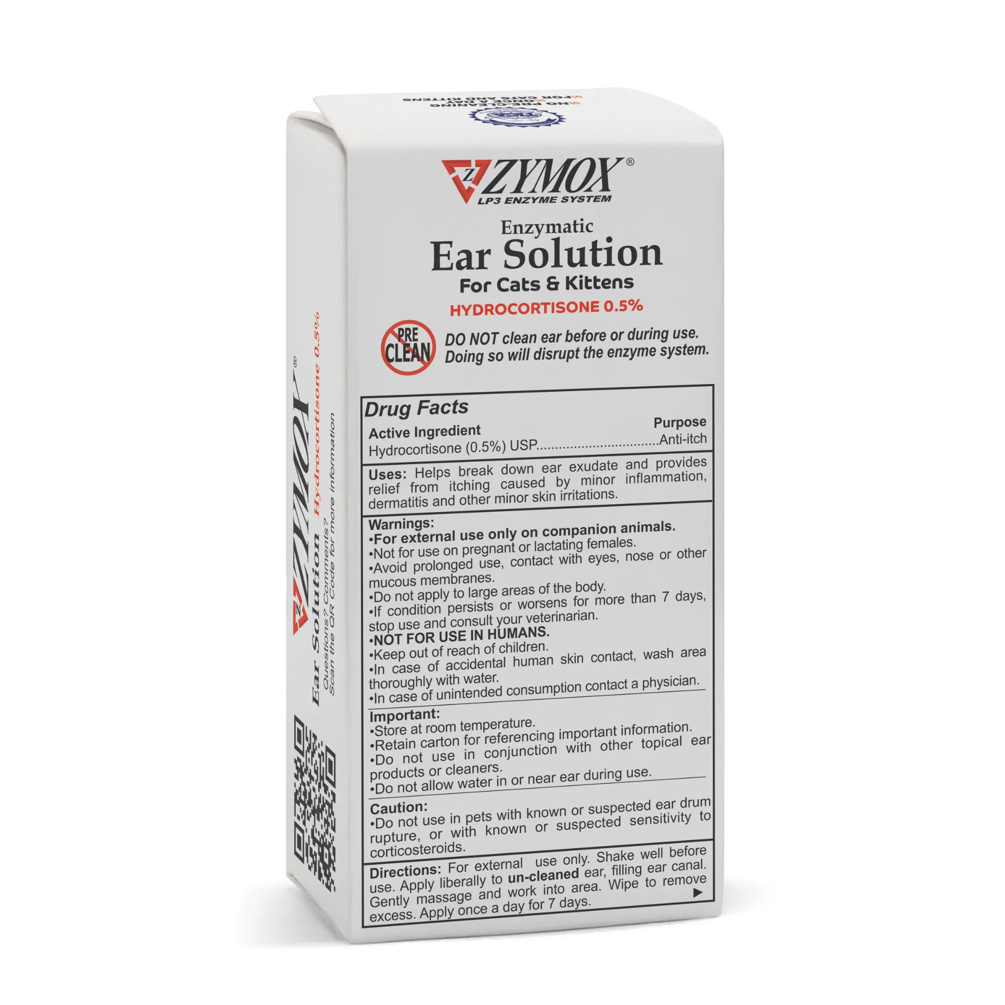 ZYMOX® Enzymatic Ear Solution with .5% Hydrocortisone for Cats & Kittens
