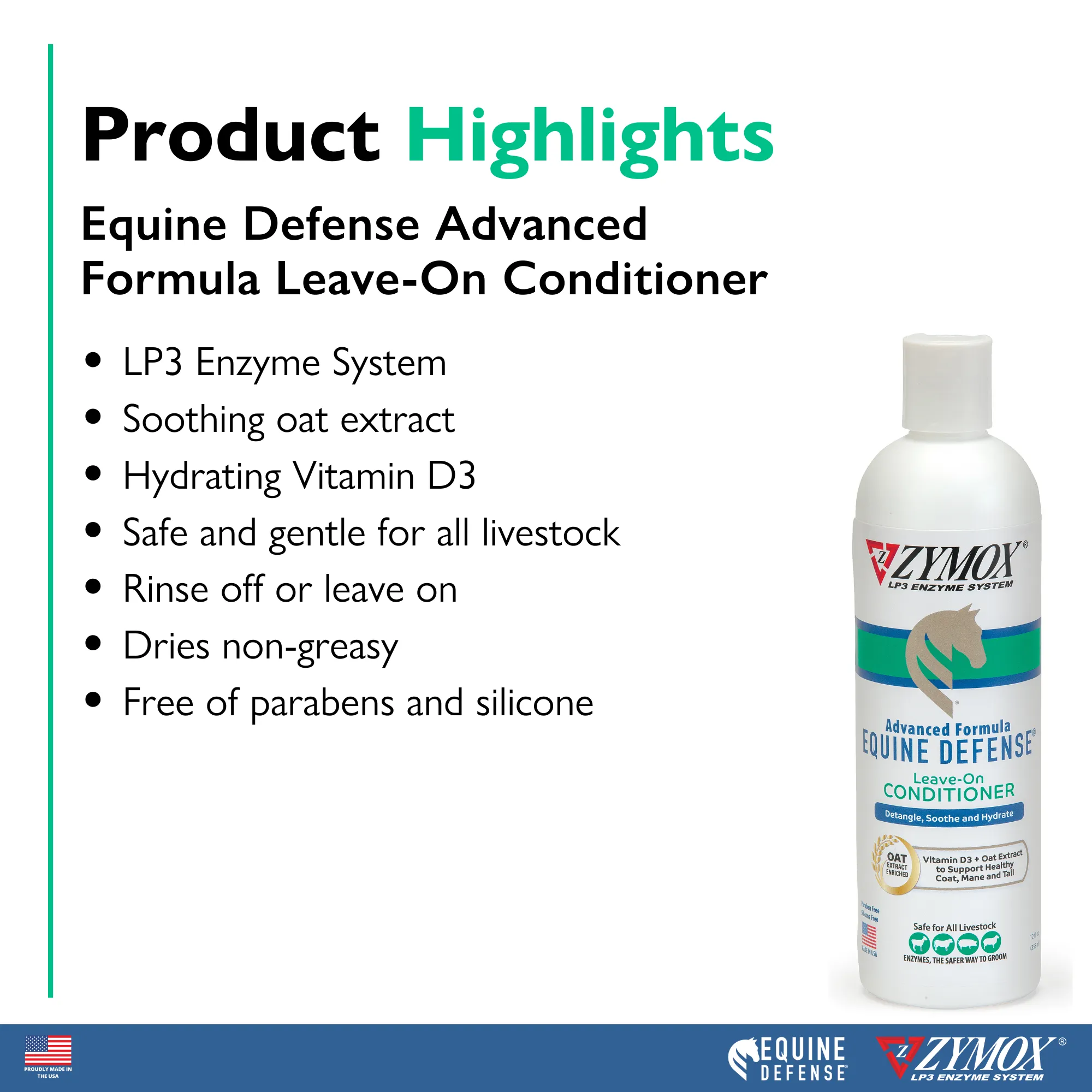 Equine Defense Advanced Formula Leave-On Conditioner, Authentic Product Made in the USA - 12 oz
