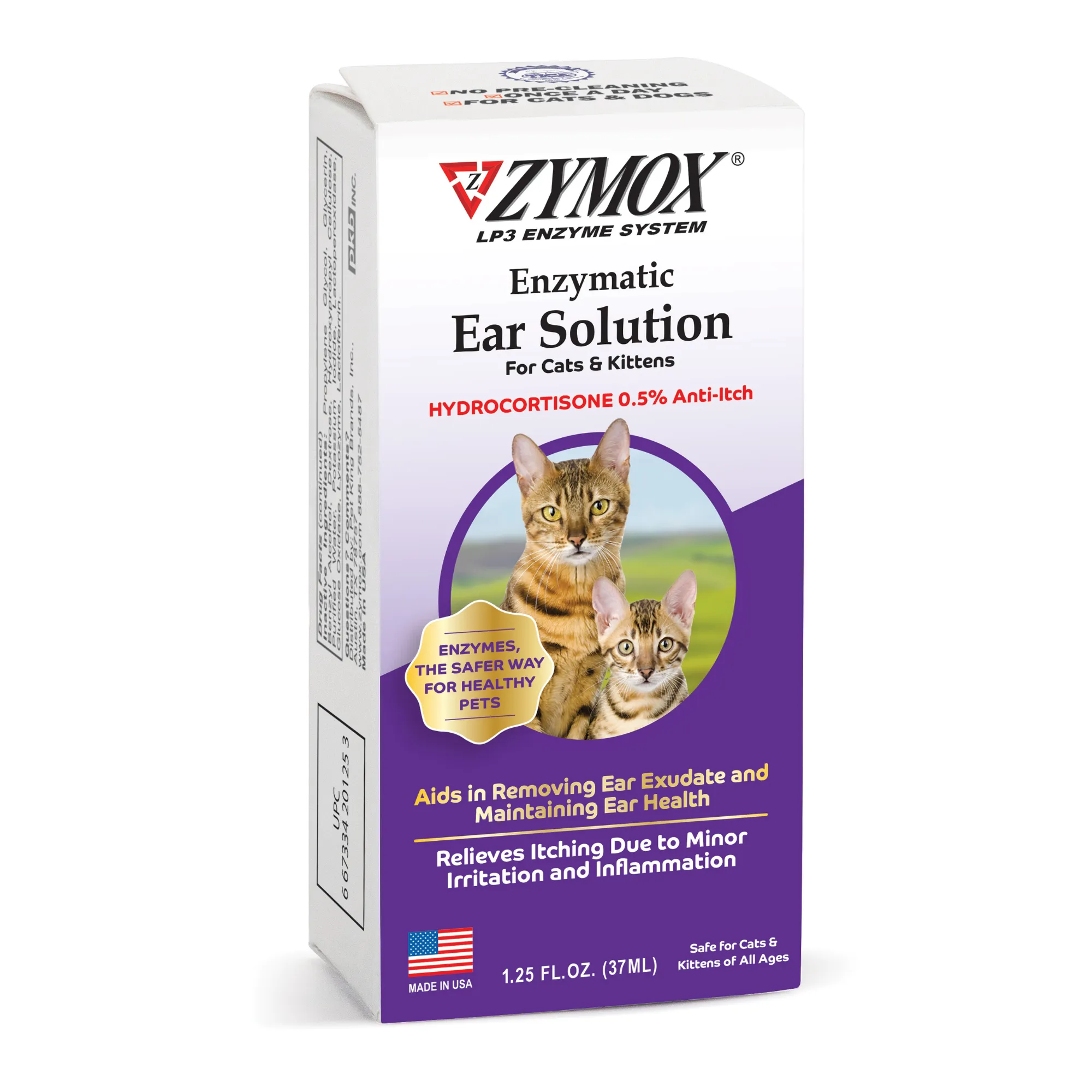 ZYMOX® Enzymatic Ear Solution with .5% Hydrocortisone for Cats & Kittens