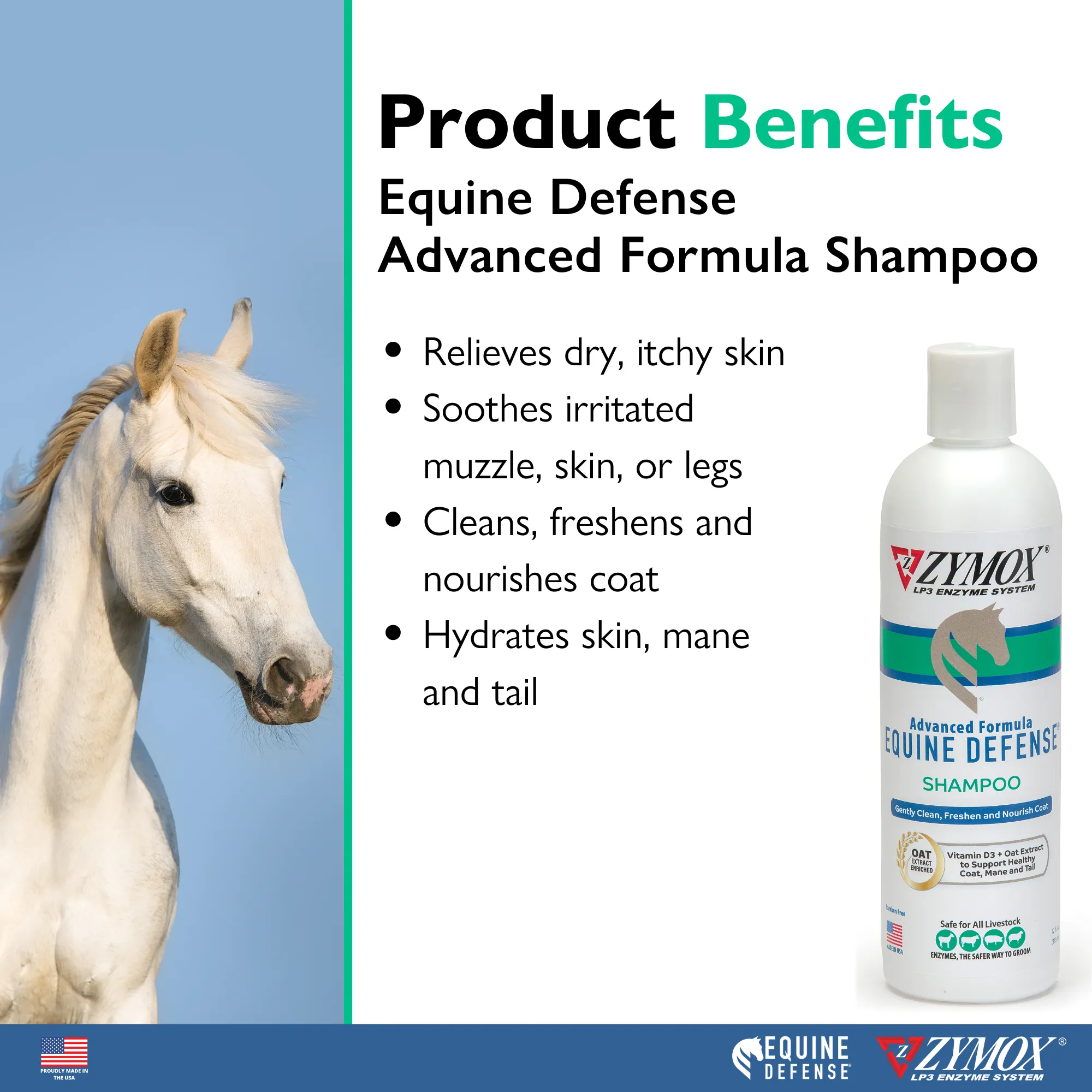 Equine Defense Advanced Formula Shampoo, Authentic Product Made in the USA - 12 oz
