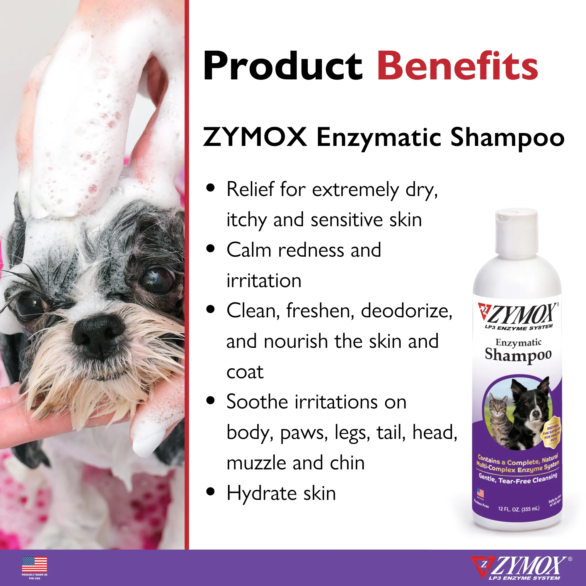 ZYMOX® Enzymatic Shampoo, Authentic Product Made in the USA - 12 oz ZYMOX® Enzymatic Shampoo, Authentic Product Made in the USA - 12 oz