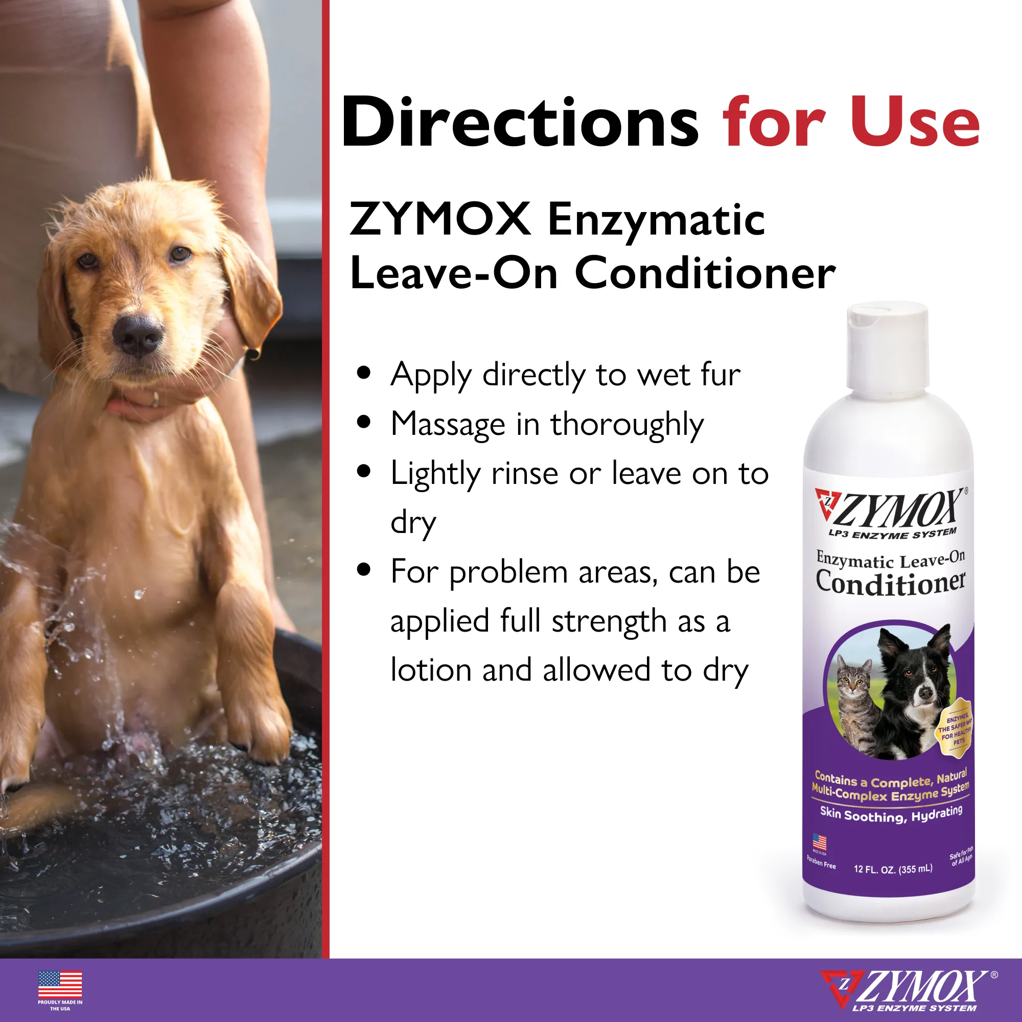 ZYMOX Leave-On Conditioner, Authentic Product Made in the USA - 12 oz
