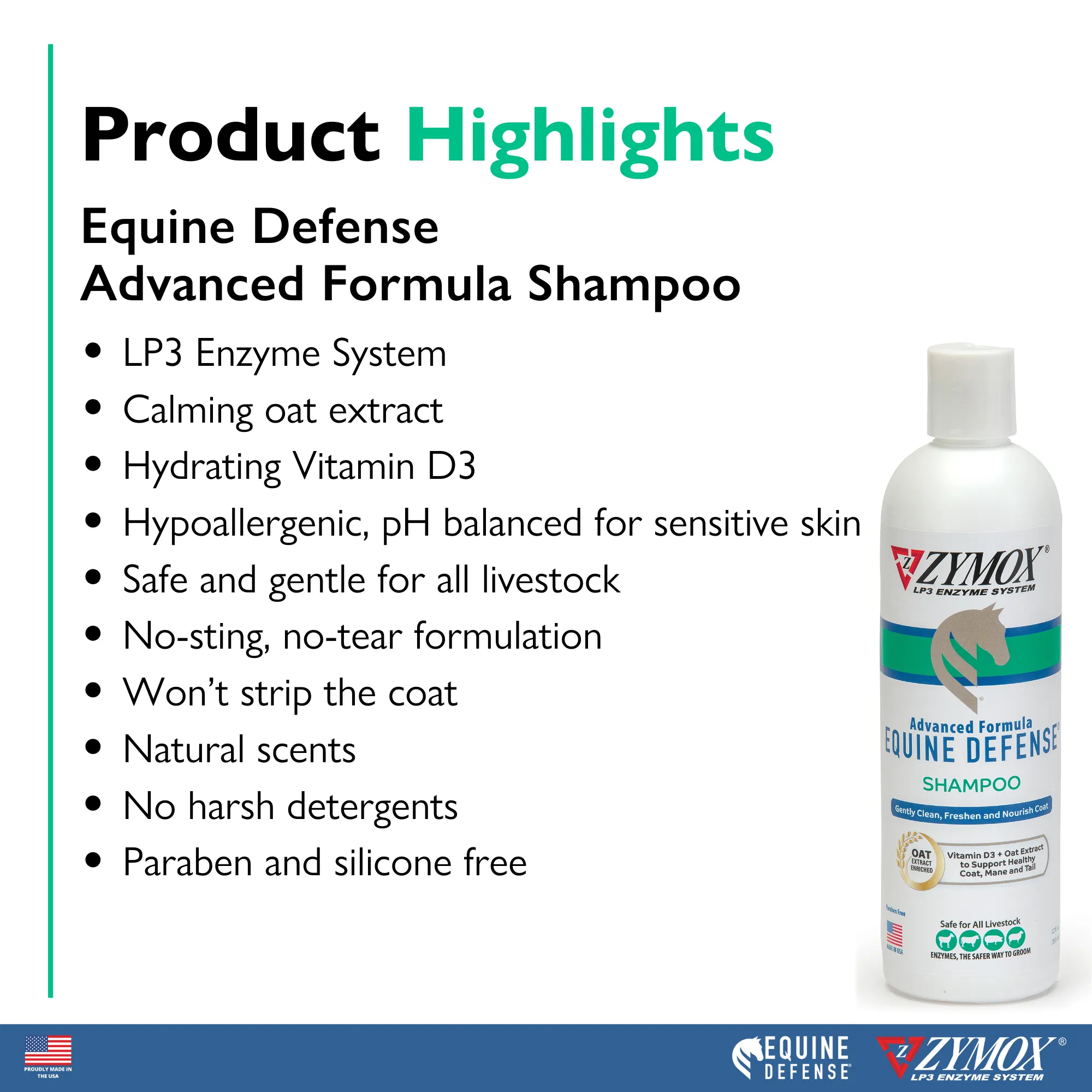 Equine Defense Advanced Formula Shampoo, Authentic Product Made in the USA - 12 oz