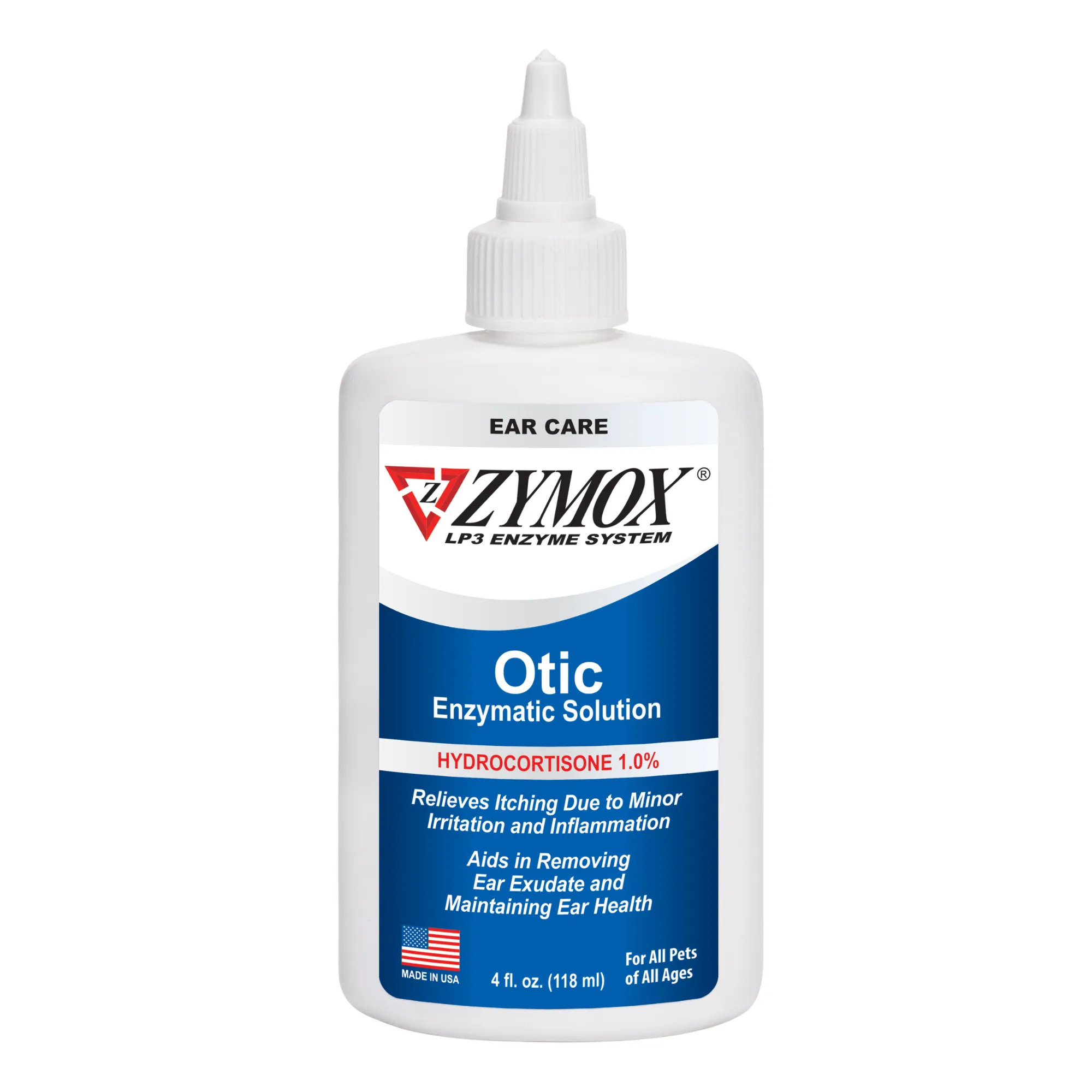 ZYMOX Otic Enzymatic Solution With 1% Hydrocortisone, Authentic Product Made in the USA - 4 oz