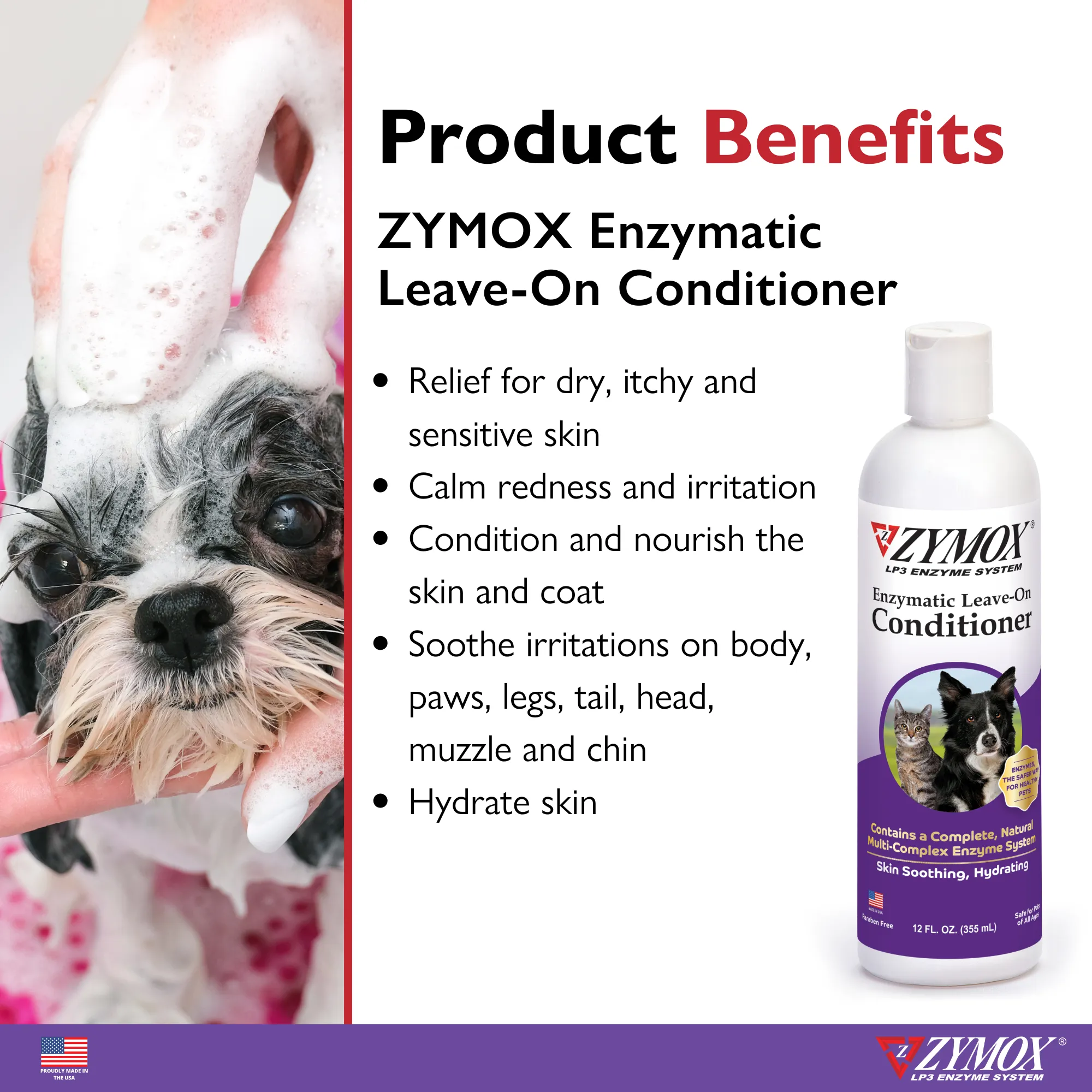 ZYMOX Leave-On Conditioner, Authentic Product Made in the USA - 12 oz
