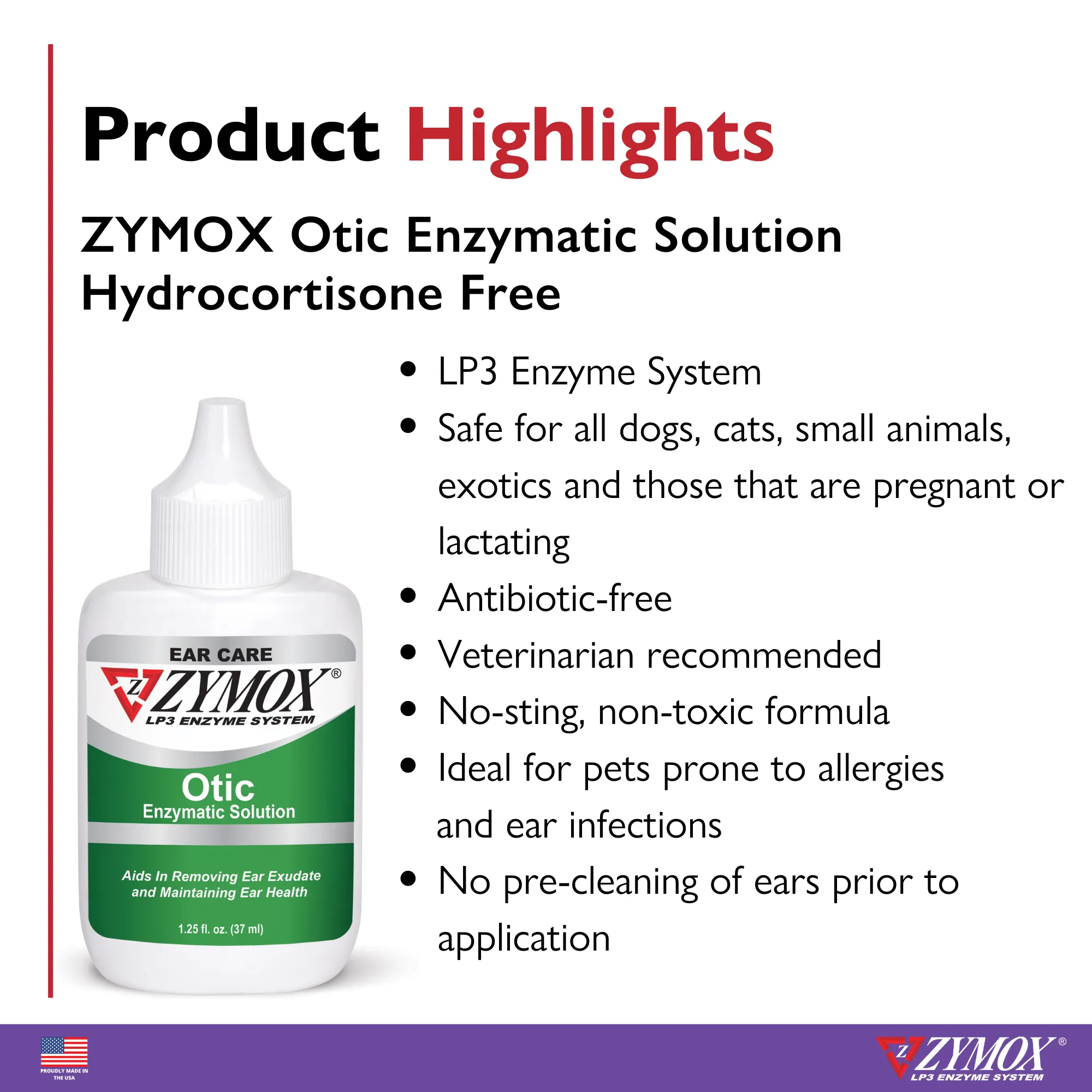 ZYMOX Otic Enzymatic Solution, Authentic Product Made in the USA - 1.25 oz