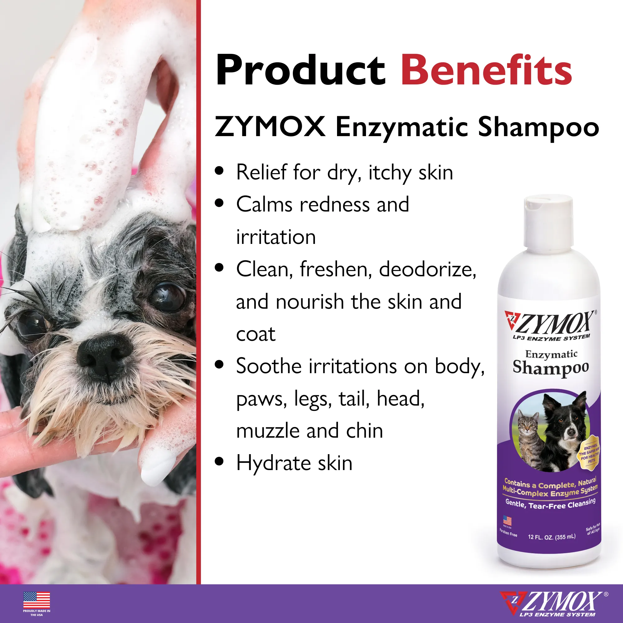 ZYMOX Shampoo, Authentic Product Made in the USA - 12 oz