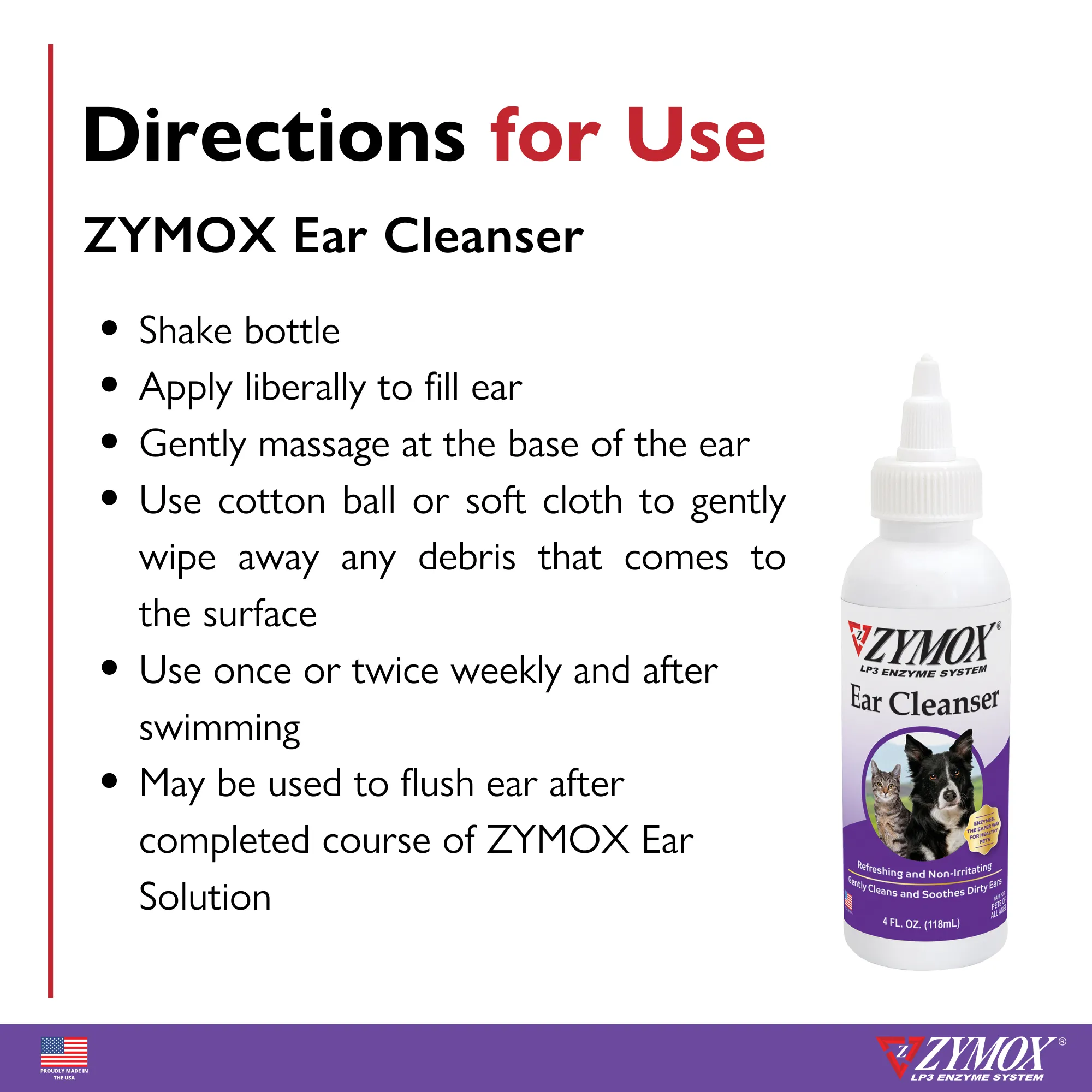 ZYMOX Enzymatic Ear Cleanser, Authentic Product Made in the USA - 4 oz