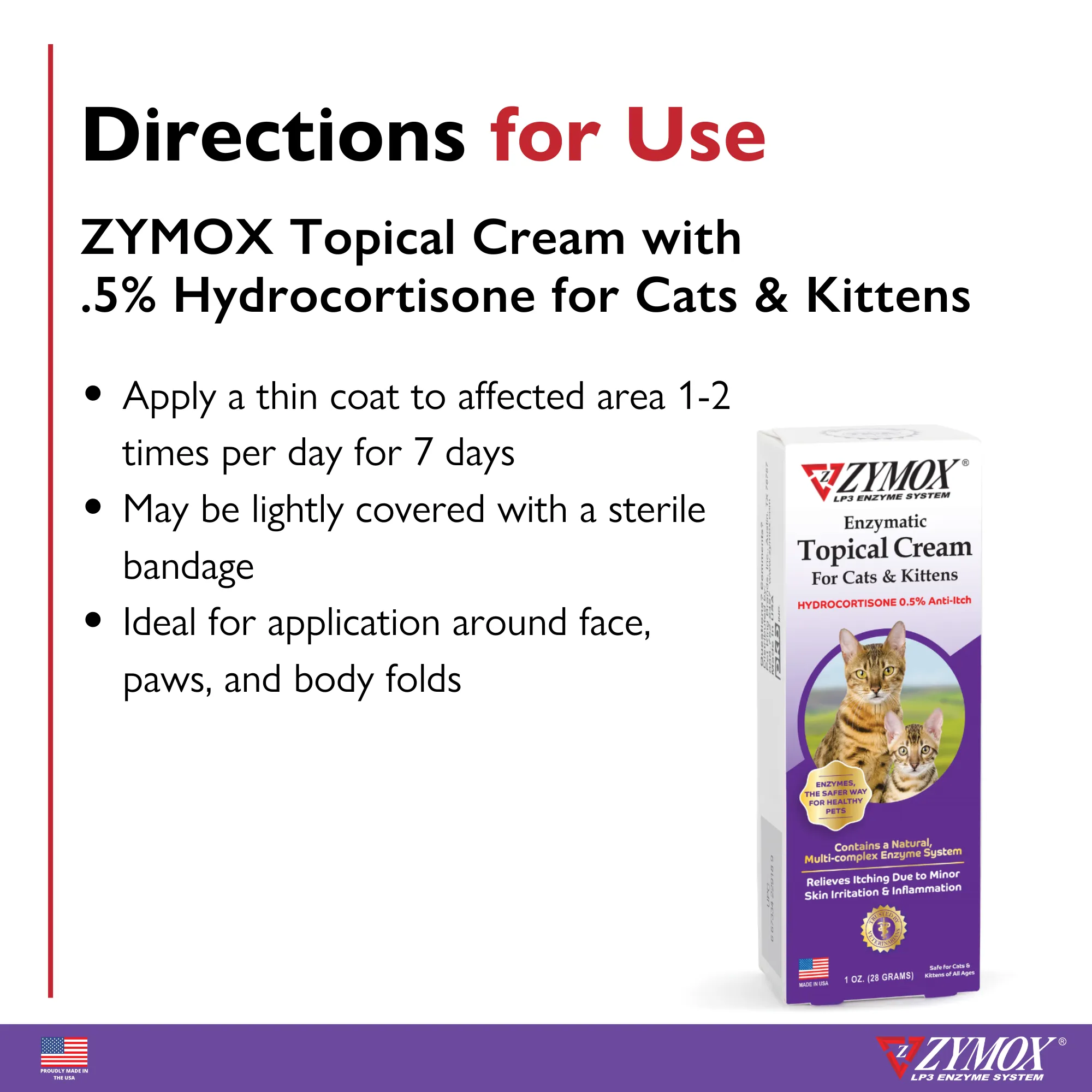 ZYMOX® Enzymatic Topical Cream with 0.5% Hydrocortisone for Cats & Kittens
