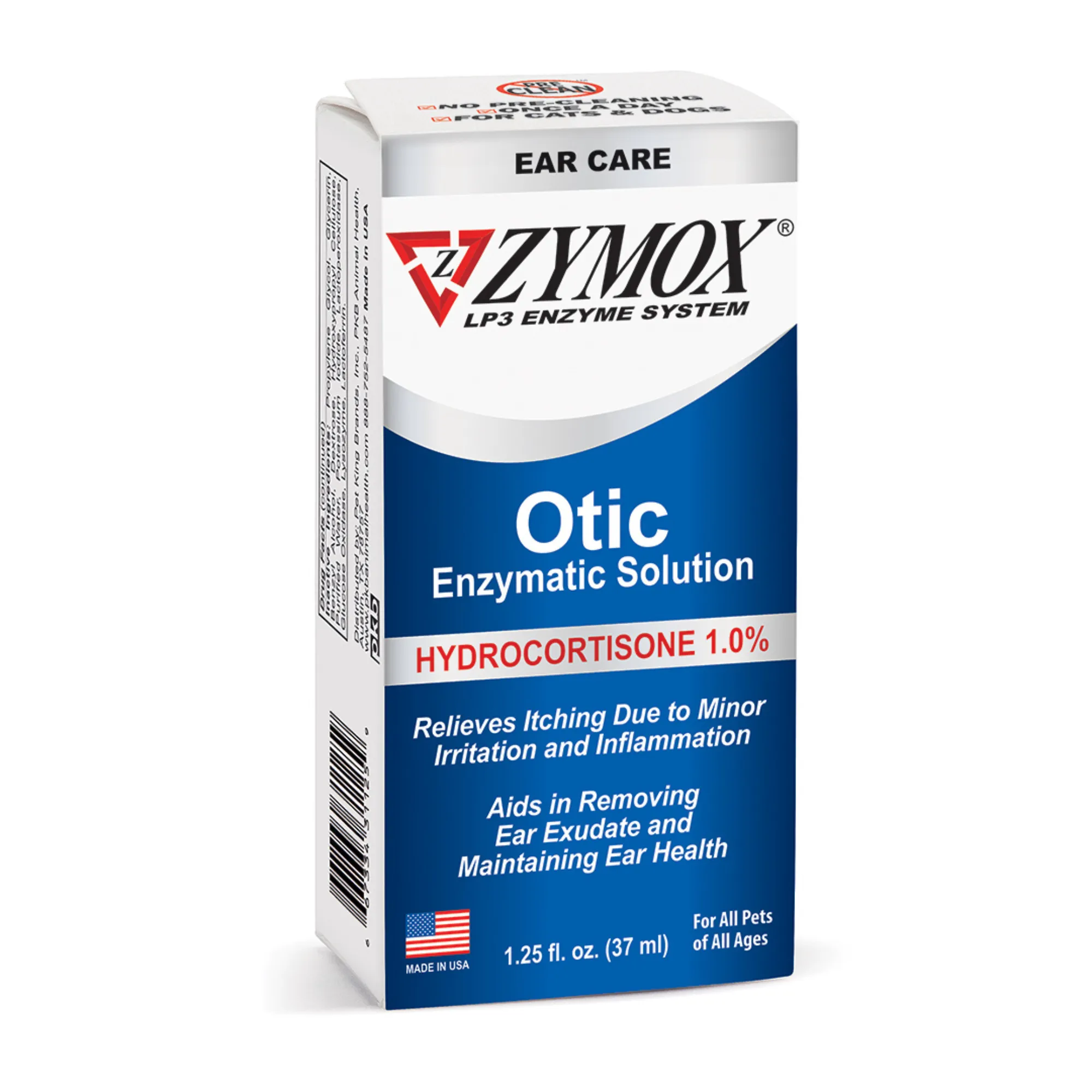 ZYMOX Otic Enzymatic Solution With 1% Hydrocortisone, Authentic Product Made in the USA - 1.25 oz