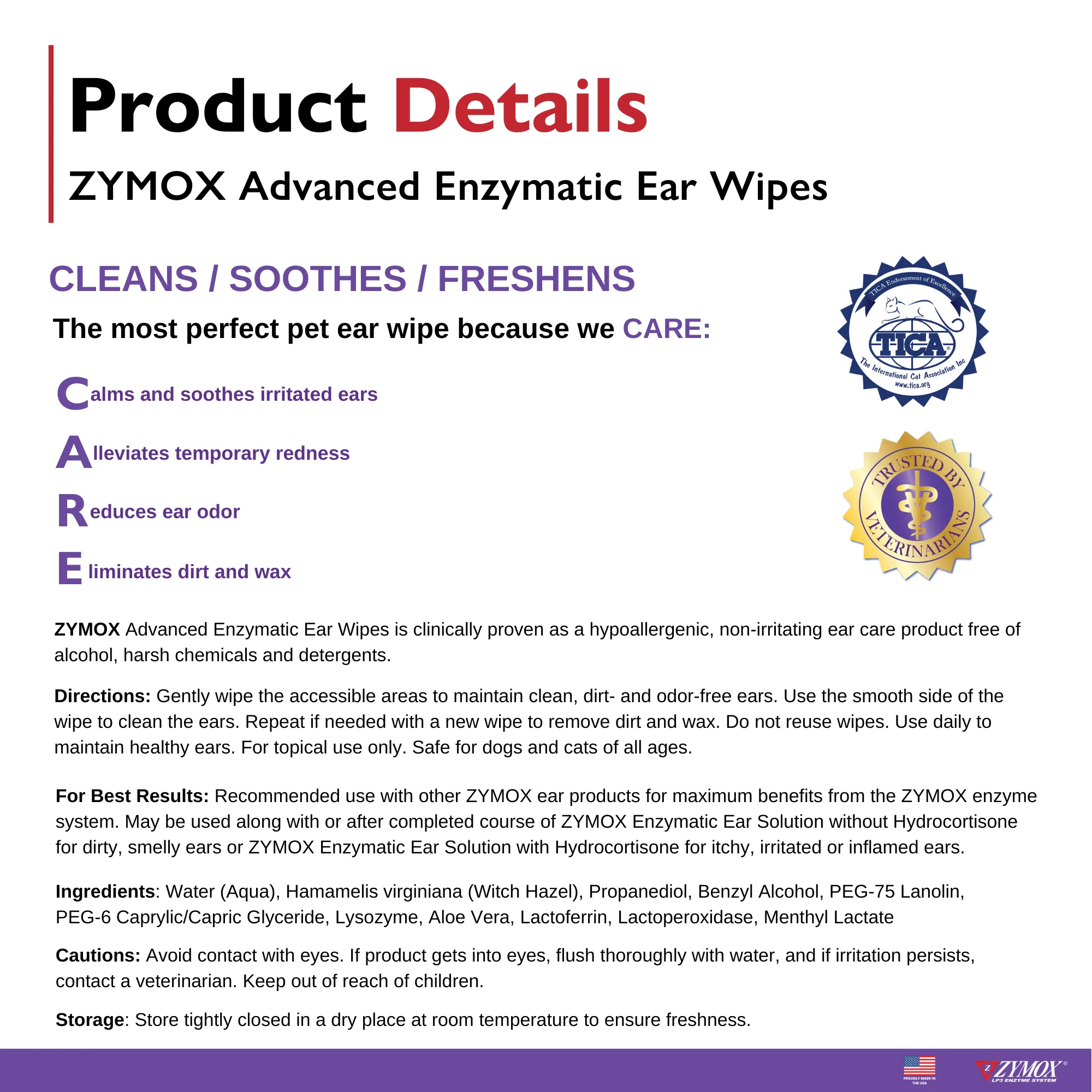 ZYMOX Advanced Enzymatic Ear Wipes