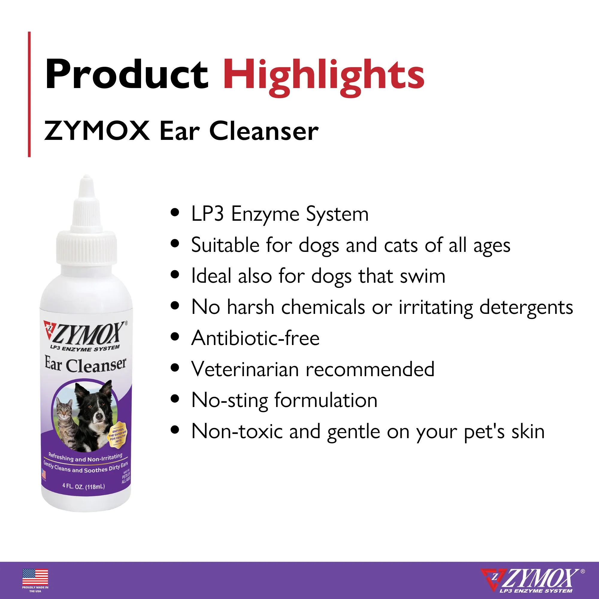 ZYMOX Enzymatic Ear Cleanser, Authentic Product Made in the USA - 4 oz