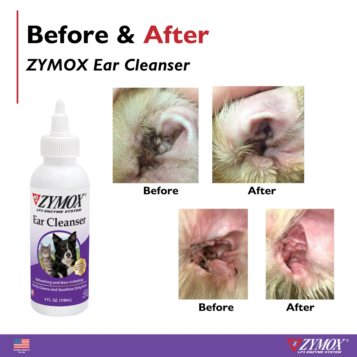 ZYMOX Enzymatic Ear Cleanser, Authentic Product Made in the USA - 4 oz