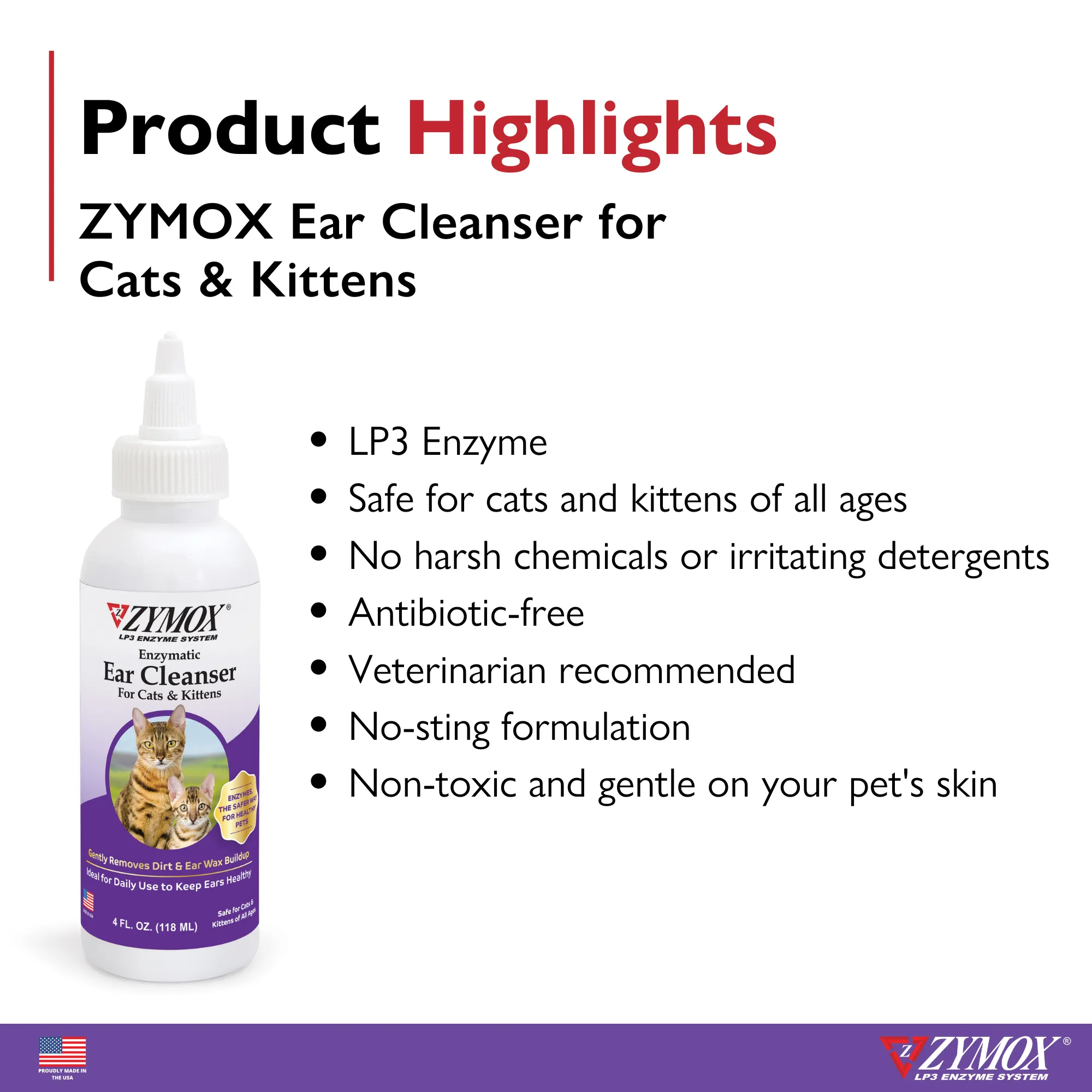 ZYMOX® Enzymatic Ear Cleanser for Cats & Kittens